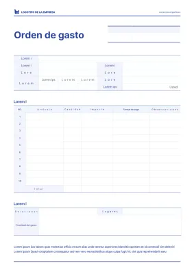 Libro de gastos sencillo en blanco y azul