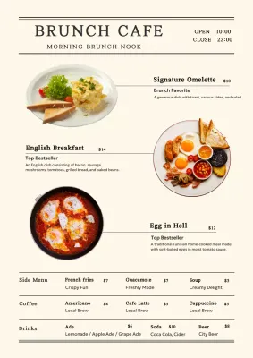 Beige Classic Brunch Menu Poster
