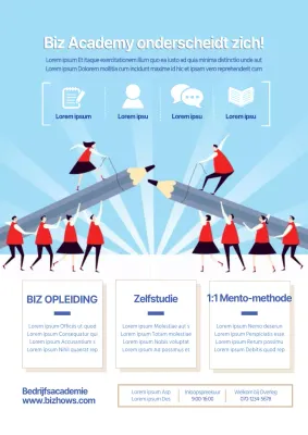 Promoot je school met een illustratie van studenten in het blauw