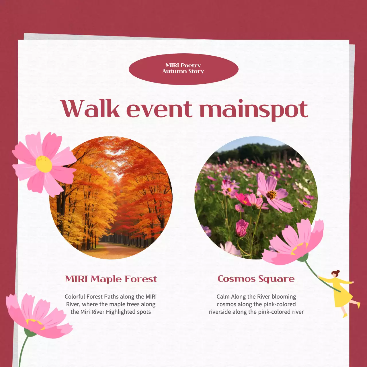 Maroon Traditional Fall Events Announcement Instagram Carousel