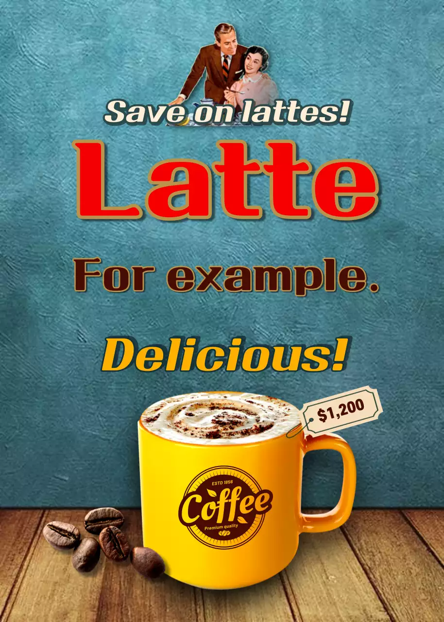 Pop-up acara penjualan kopi dengan nuansa vintage berwarna kuning kecoklatan