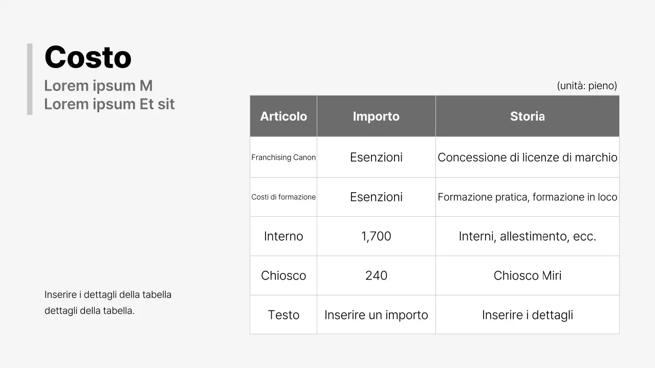Una moderna proposta commerciale in bianco e nero