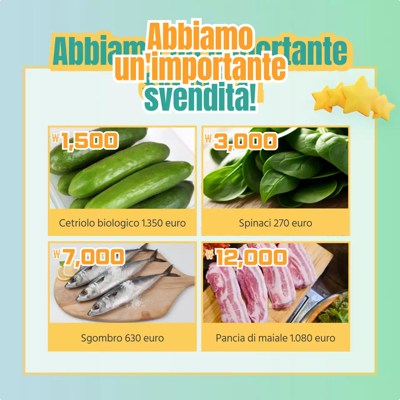 Un semplice post di vendita di prodotti gialli e menta