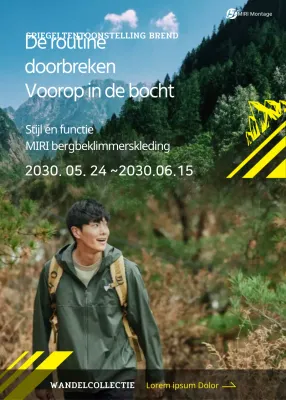 Nette gele en groene bergbeklimkleding tentoongesteld