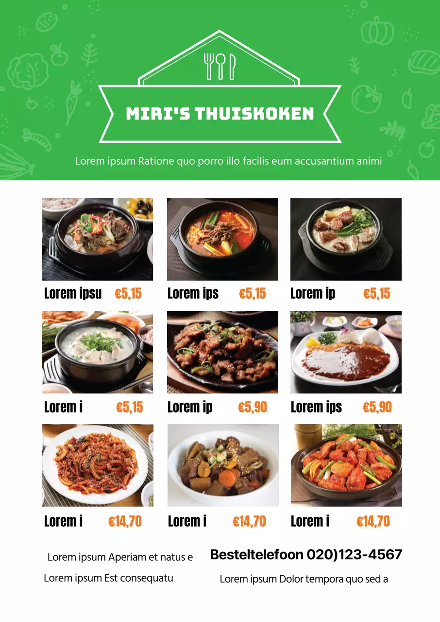 Nette ramen menukaart met rode foto nadruk