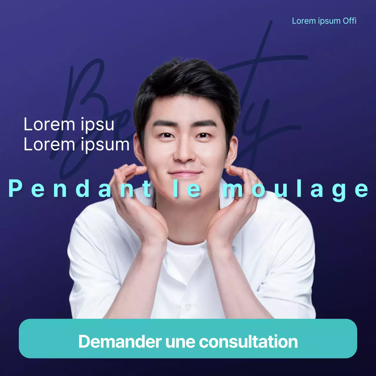 Thème de l'application de consultation en chirurgie plastique pour un modèle masculin noir et bleu