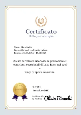 Certificato di consulenza psicologica grigio e oro