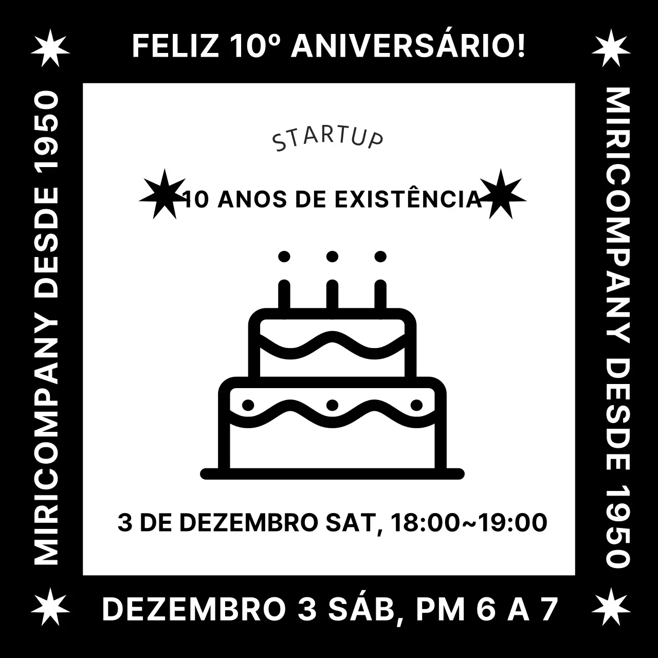 Evento de aniversário da empresa em preto