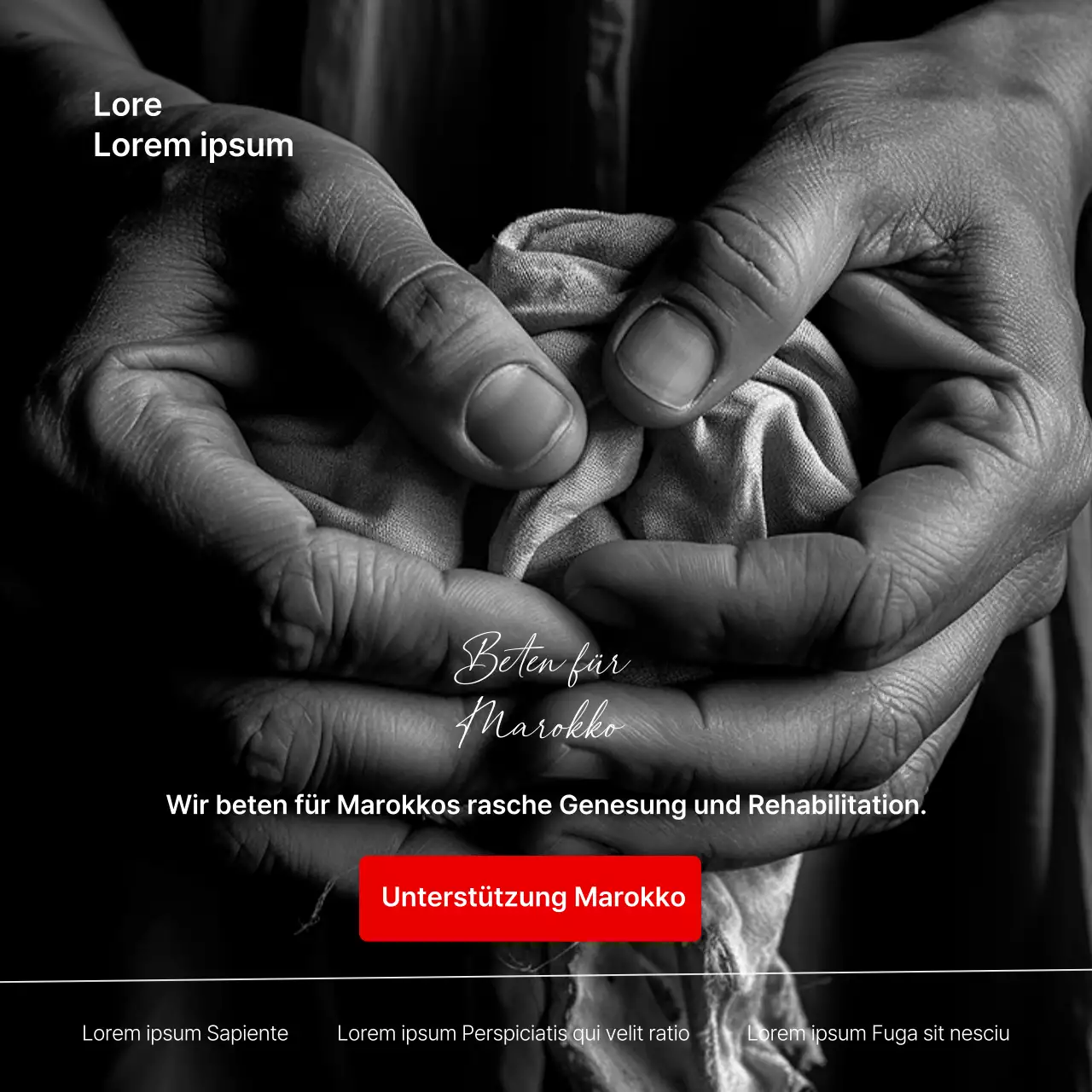 Förderung der Spendenaktion für die Erdbebenhilfe in Marokko mit schwarz-roten Basics