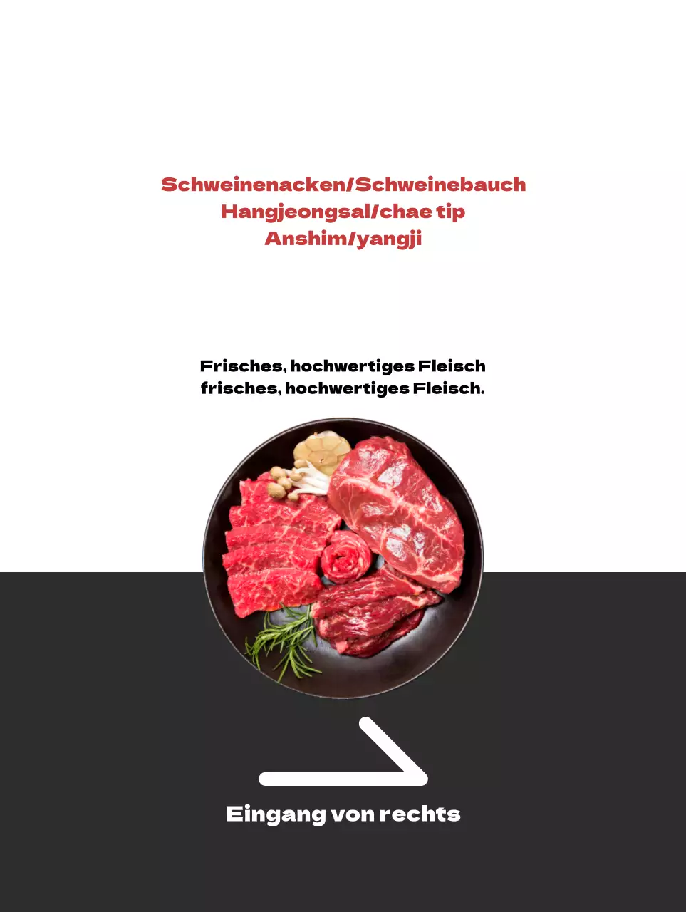 Bewerben Sie Ihre Metzgerei mit einem sauberen weiß-grauen Look