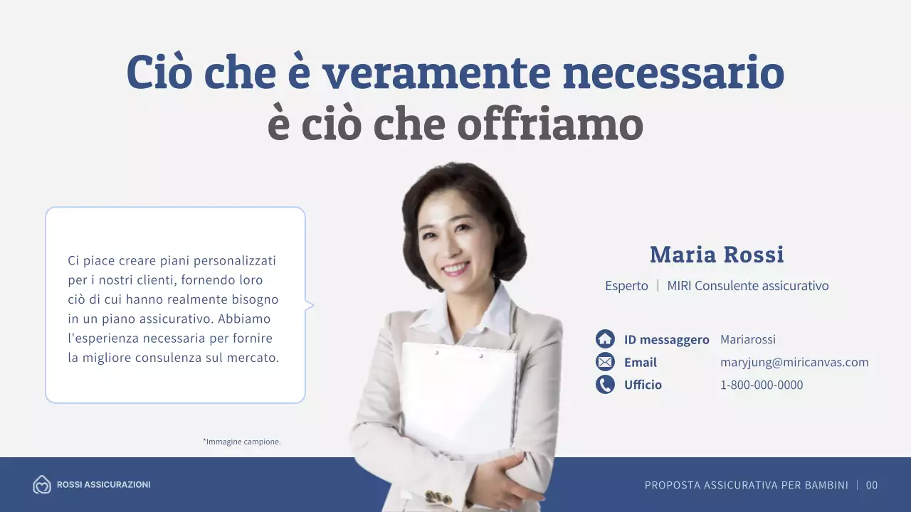 Proposta di assicurazione per bambini con illustrazioni in blu navy