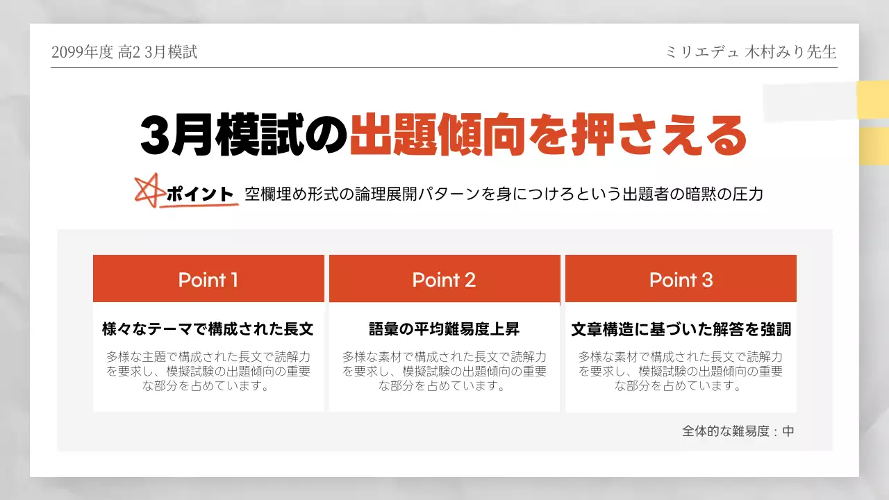 オレンジ シンプル 試験 資料 プレゼンテーション