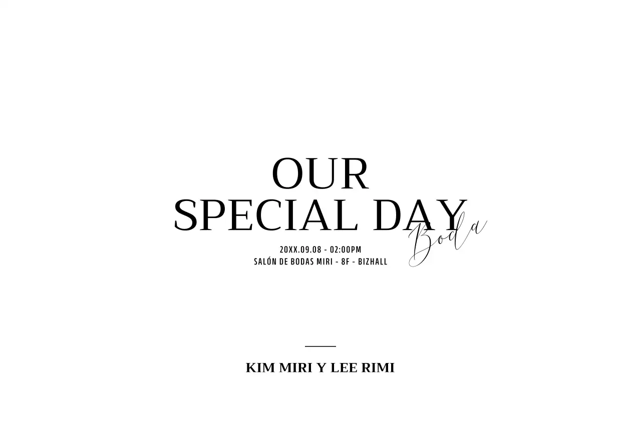 Para una invitación de boda sencilla con texto acentuado en cursiva negra