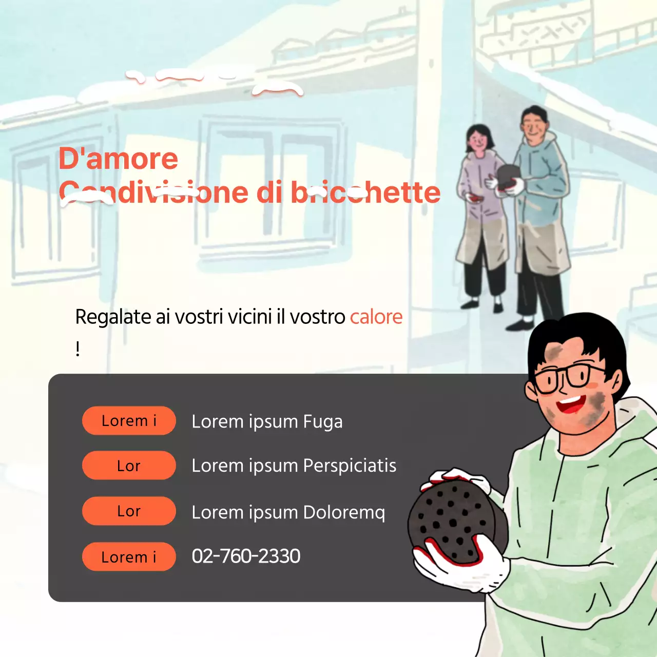 Annunci di volontariato arancioni e grigi