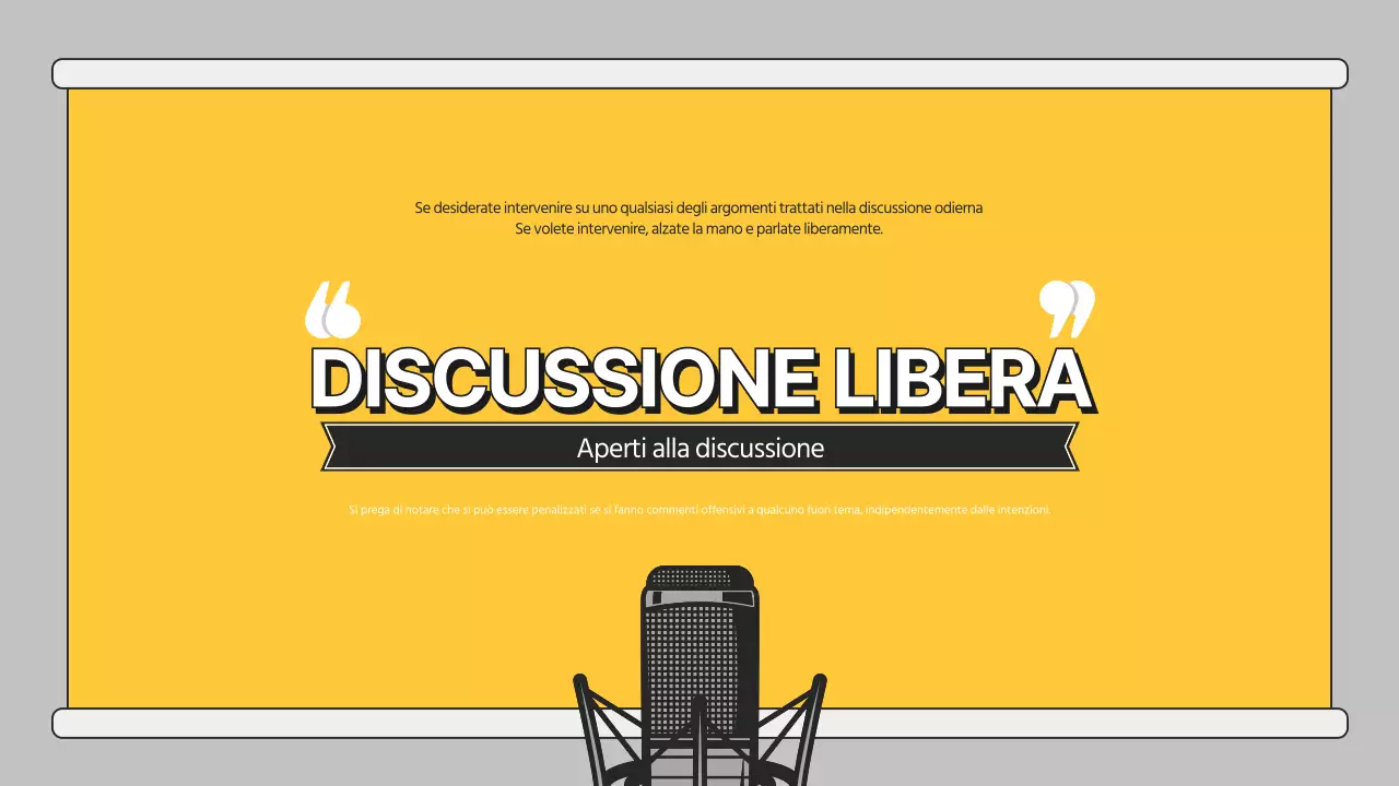 Presentazione della discussione con illustrazione arancione