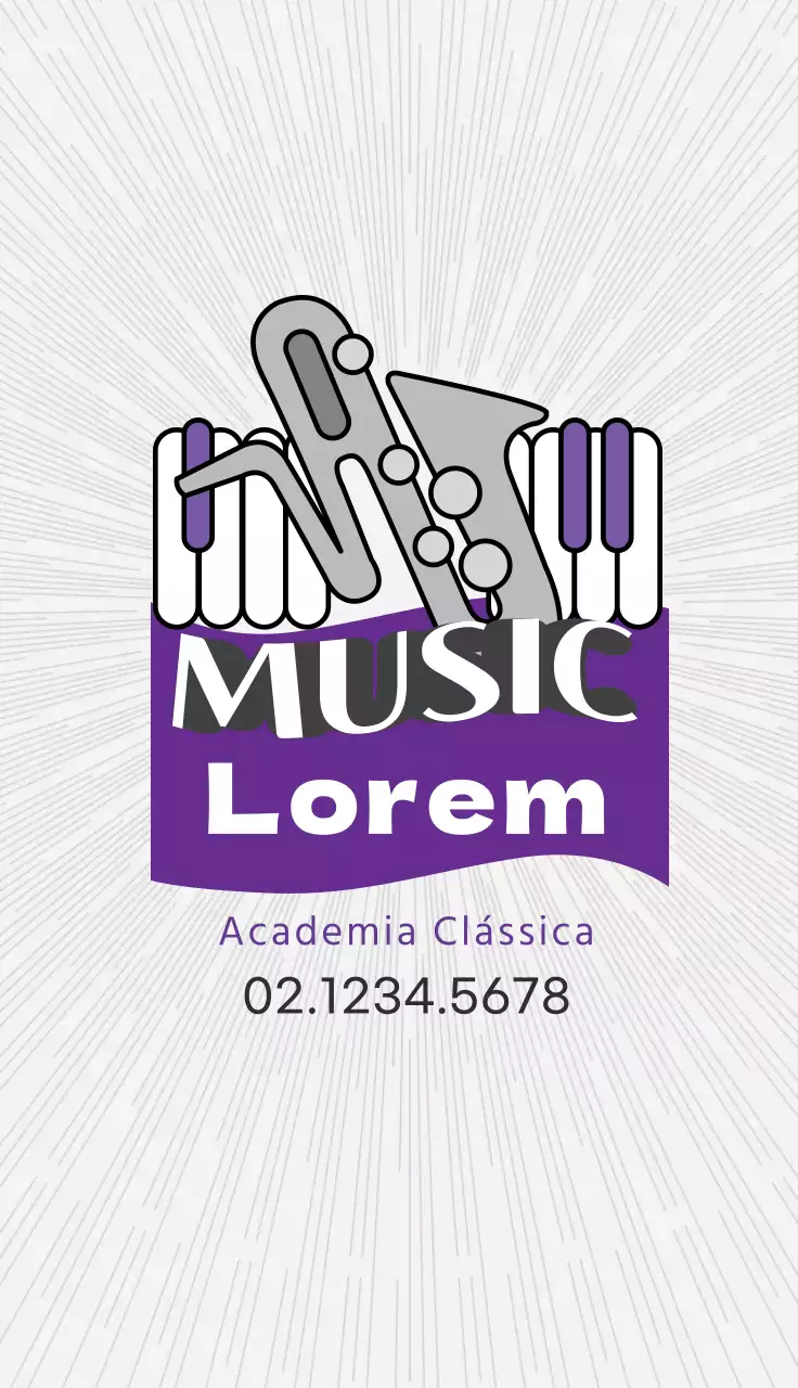 Ilustração cinzenta púrpura logótipo escola de música