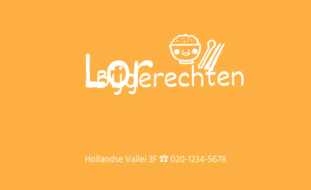 Restaurantlogo met een schattige gele rijstillustratie