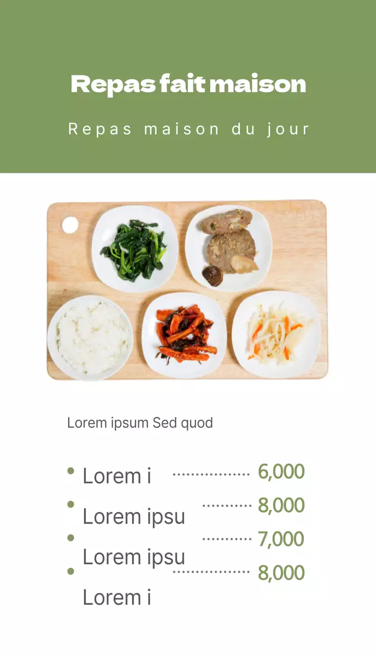 Repas du jour préparé à la maison