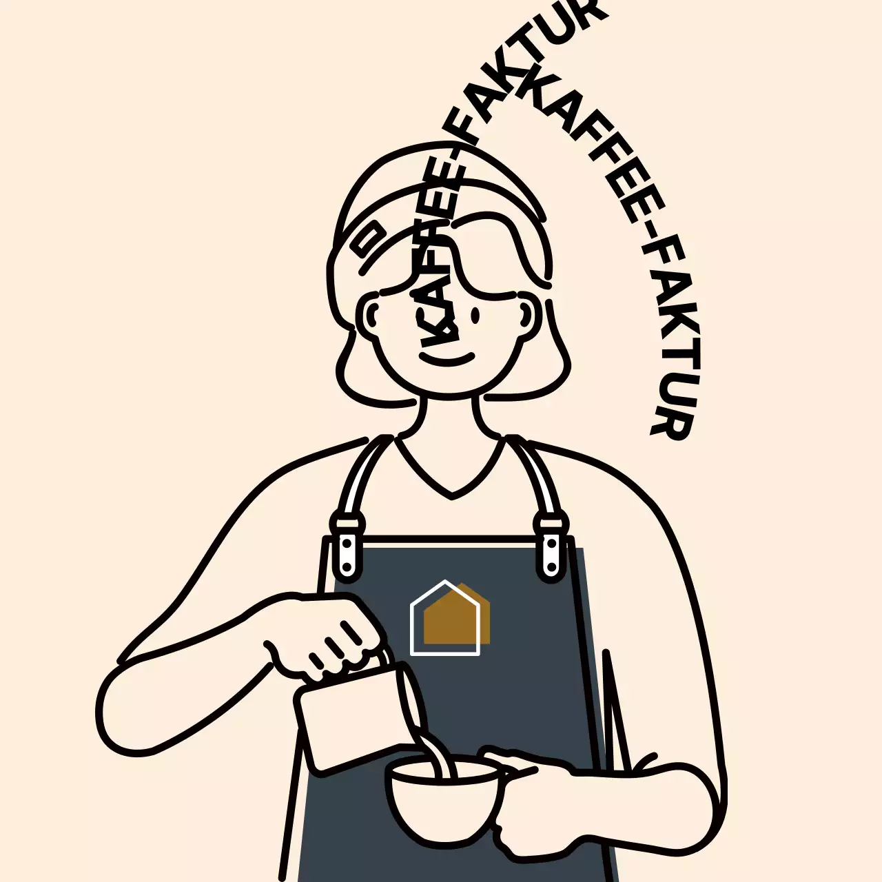 Aufkleber mit elfenbeinfarbener und blauer Barista-Illustration