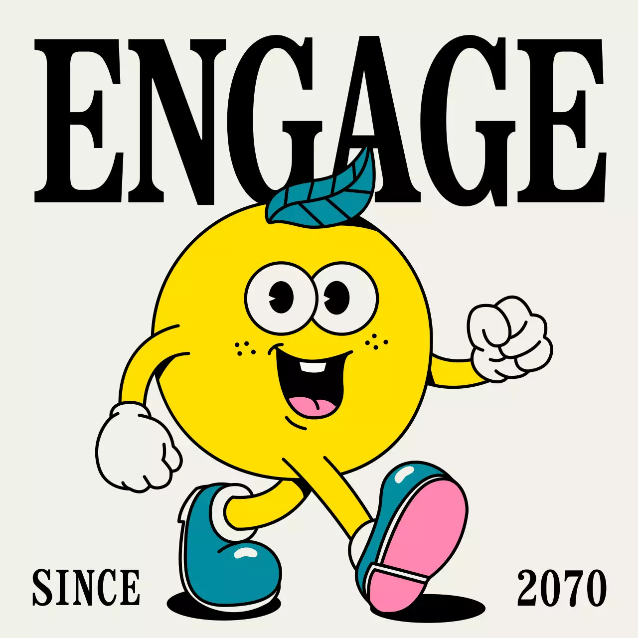 黄色 ポップ キャラクター ポスター ロゴ