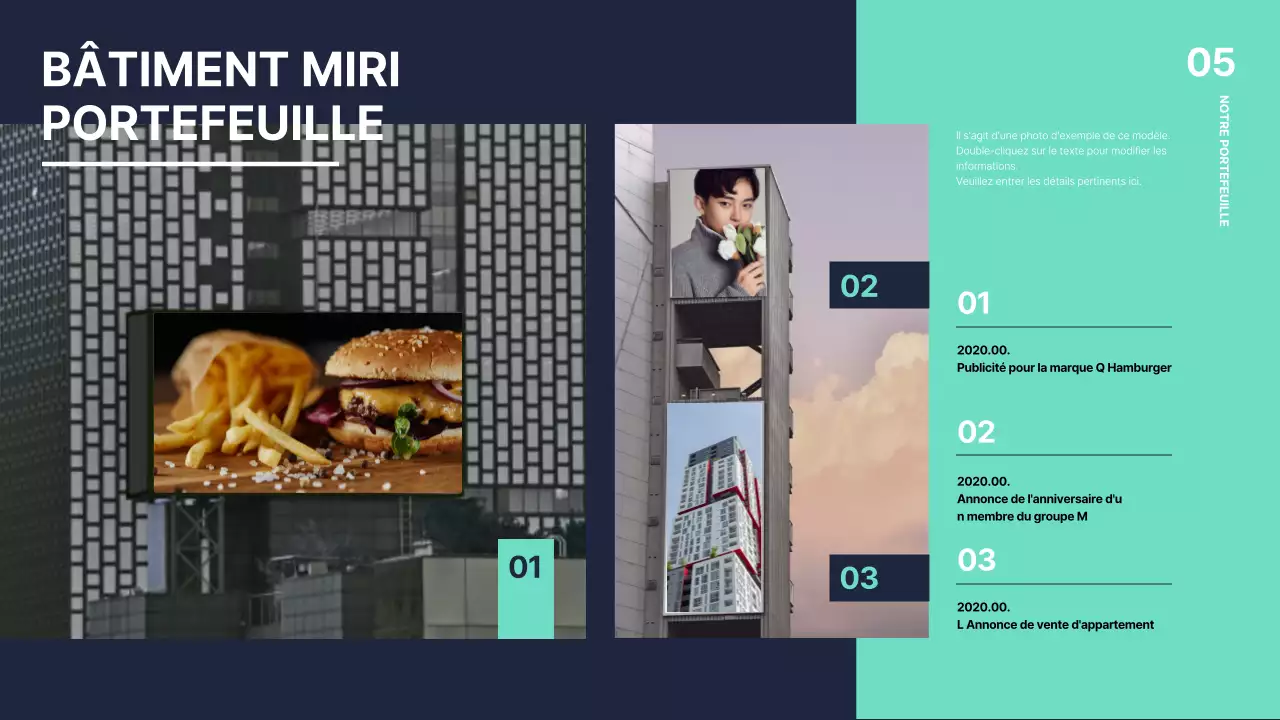 Propositions de médias dans les tons menthe et marine