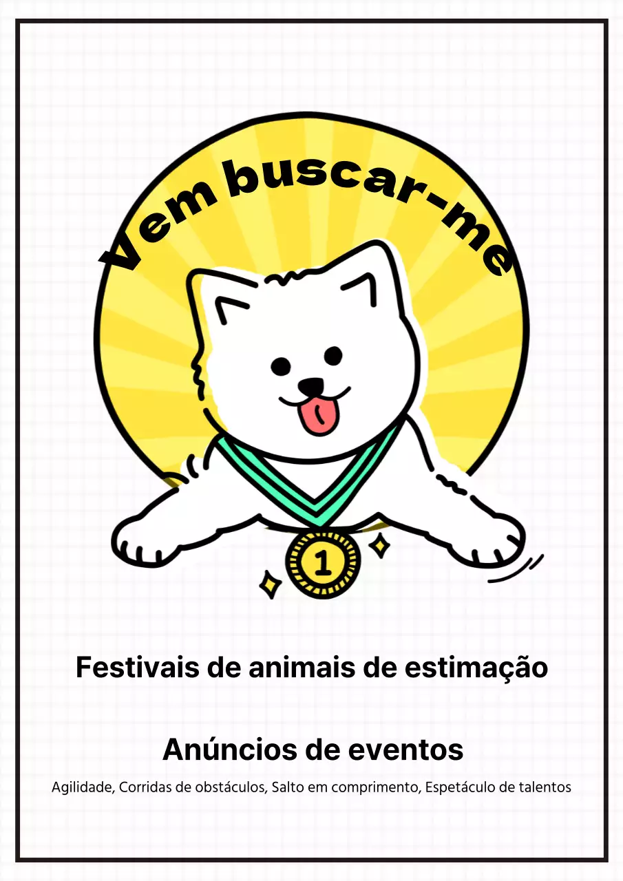 Cartaz promocional de um festival de animais de estimação branco, limpo e giro