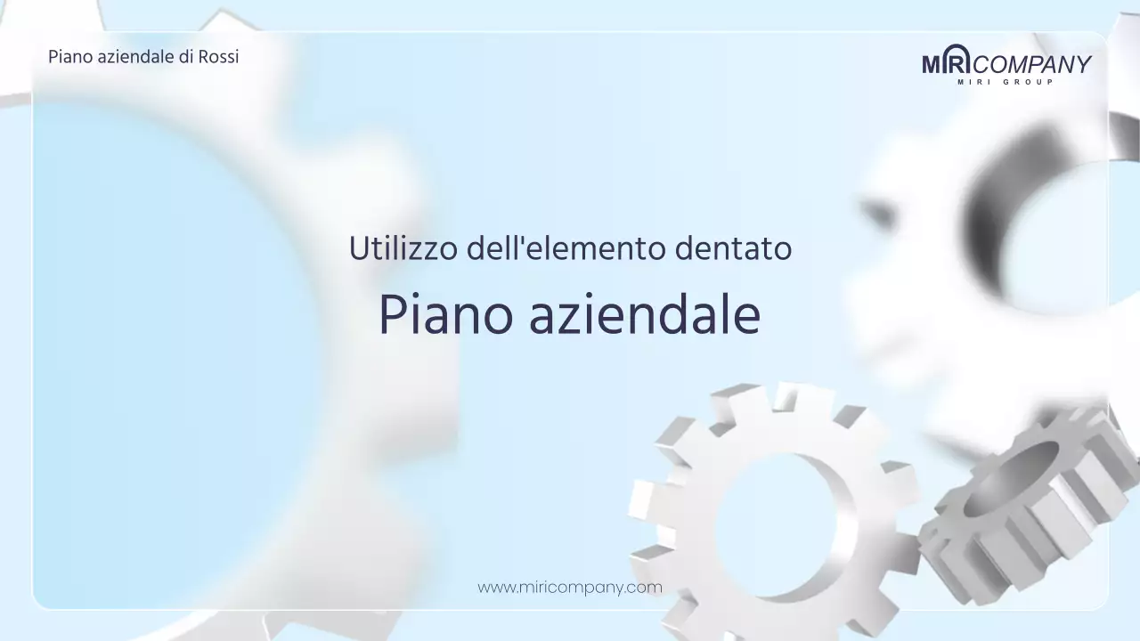 Piano aziendale con ingranaggi 3D in tonalità blu