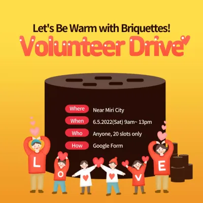 Yellow Modern Volunteer Announcement Social Media Post