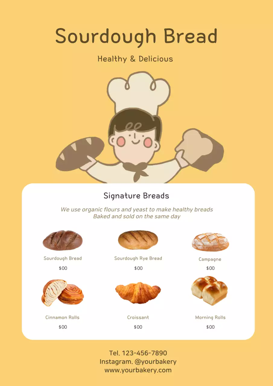 Yellow Minimal Bread Promotion Poster