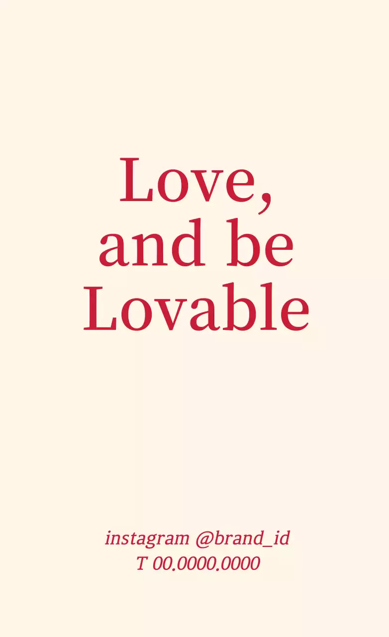 アイボリーと赤のシンプルな無地ブランドラベル