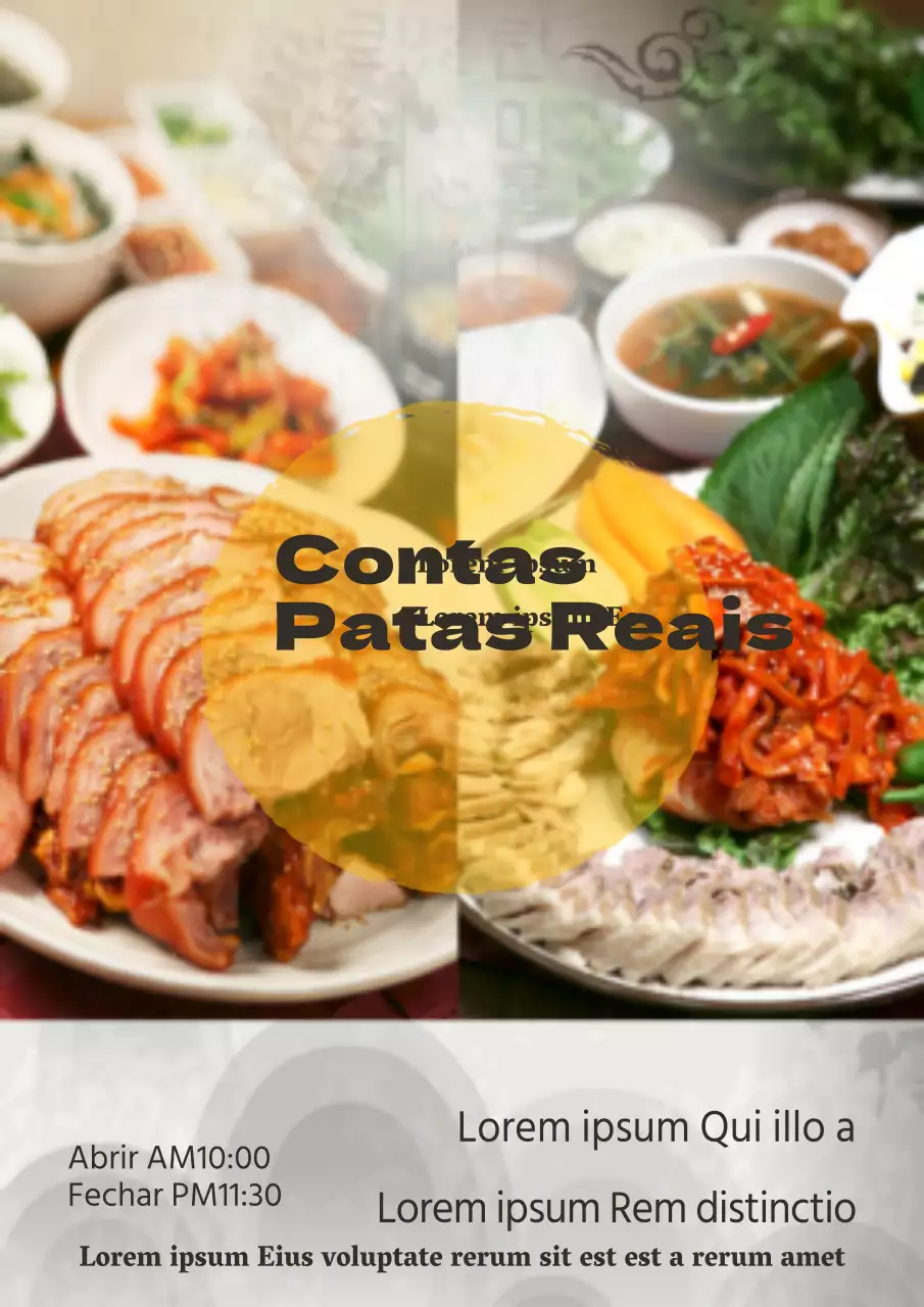 Folheto de restaurante simples e com muitas fotografias