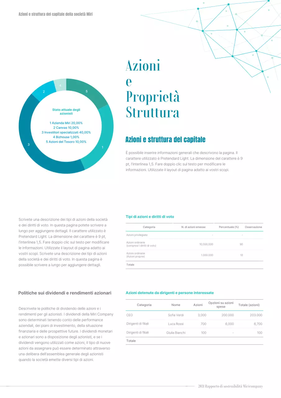 Un semplice rapporto di sostenibilità in blu