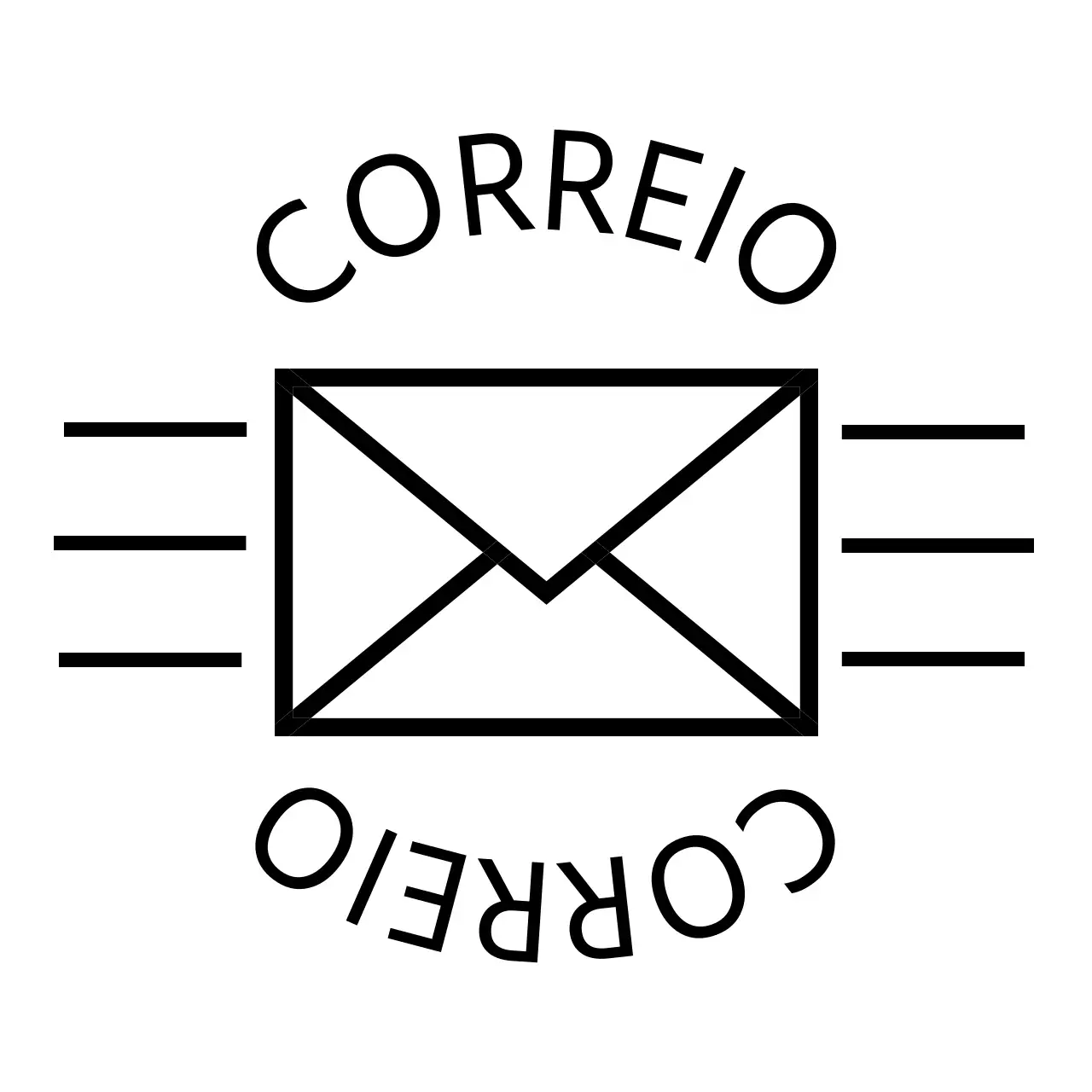 Mercadoria com ícones e linhas simples em letras pretas