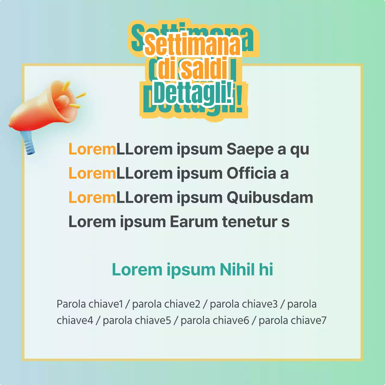 Un semplice post di vendita di prodotti gialli e menta