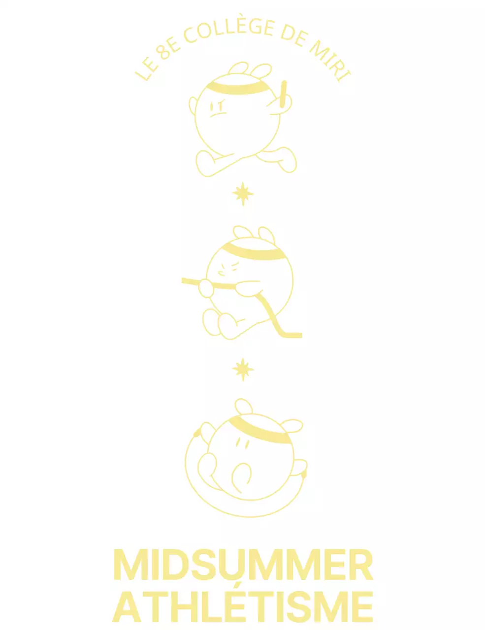 Souvenir de la journée sportive du collège avec un mignon personnage jaune qui s'exerce