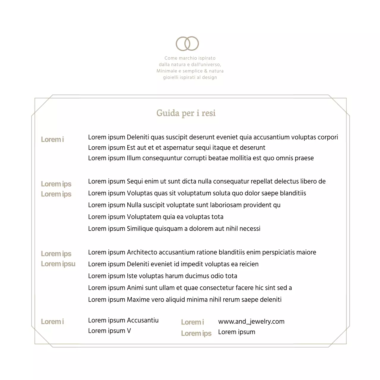 Cartolina guida all'acquisto di gioielli di lusso beige