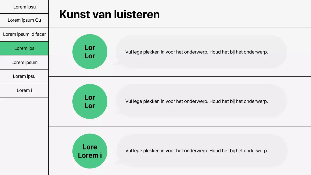 Basiscommunicatievaardigheidstraining in groen en wit