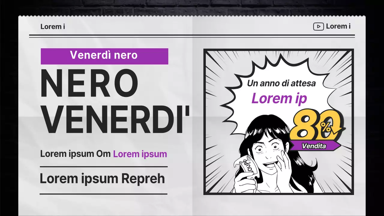 Evento di vendita al centro commerciale a tema giornale nero