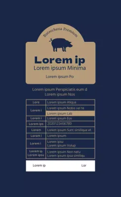 Etichette alimentari illustrate blu beige per braciole di maiale