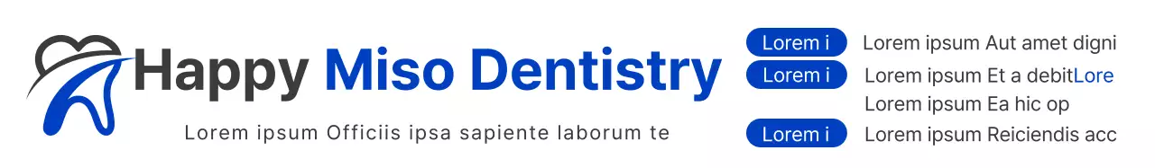 Logo simple et épuré de symboles dentaires en noir et bleu pour l'information et la promotion des soins dentaires.