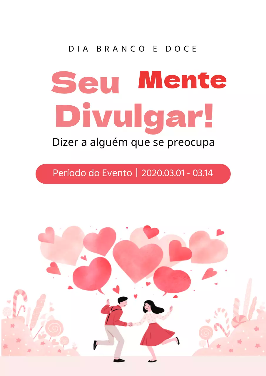 Folheto de evento do Dia Branco em branco e cor-de-rosa
