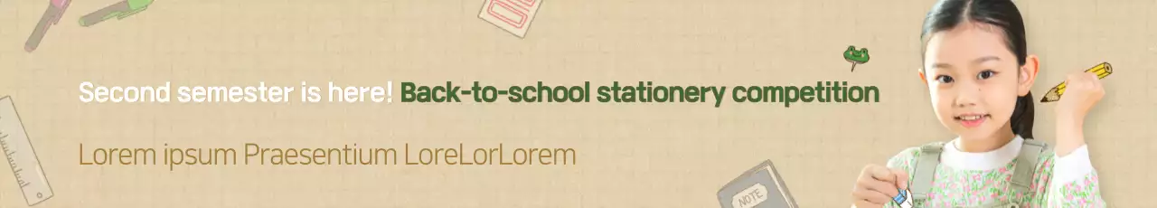 Banner de anúncio escolar simples bege