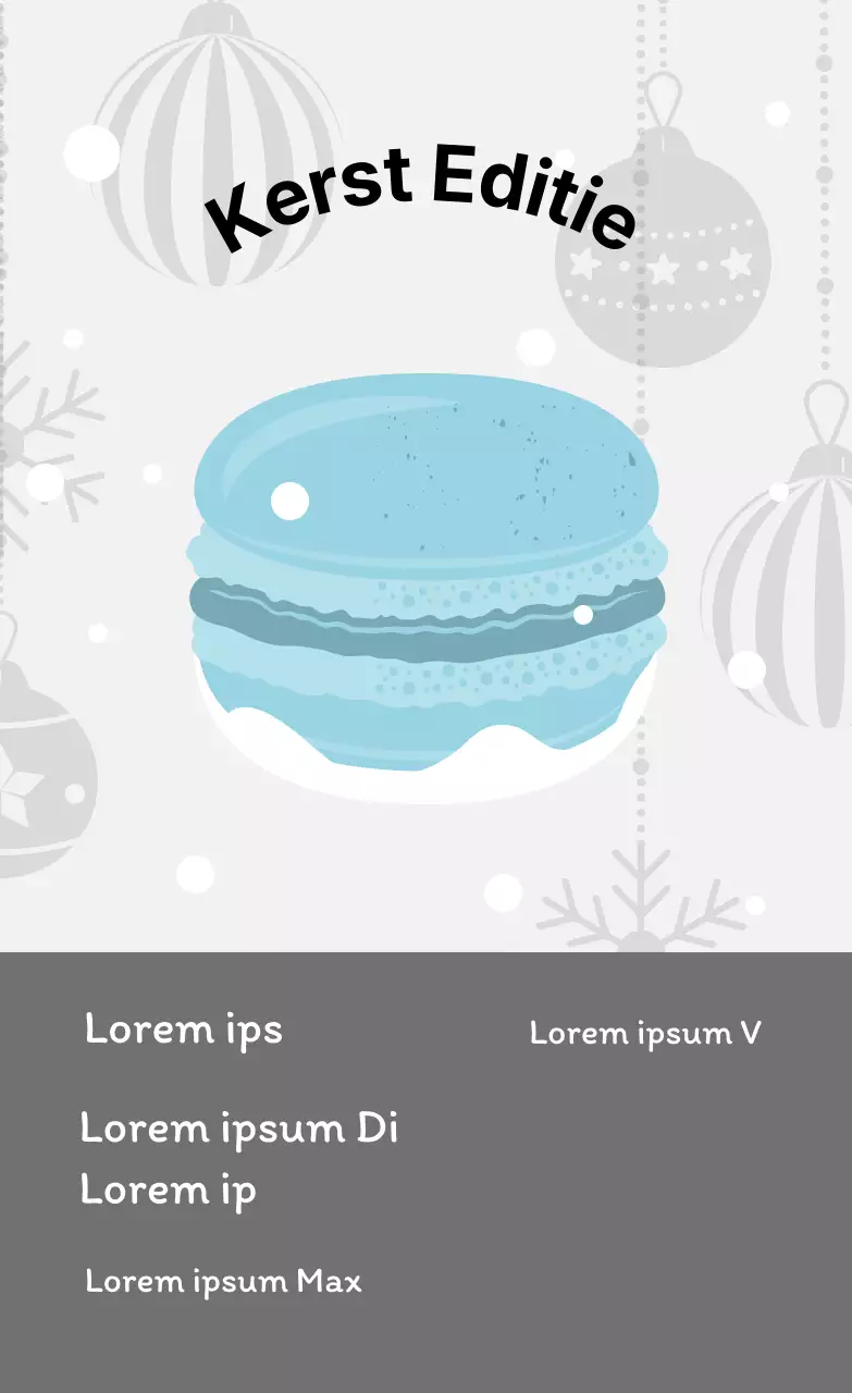 Blauwe illustratie schattig kerst cafe dessert macaron labels voor macarons
