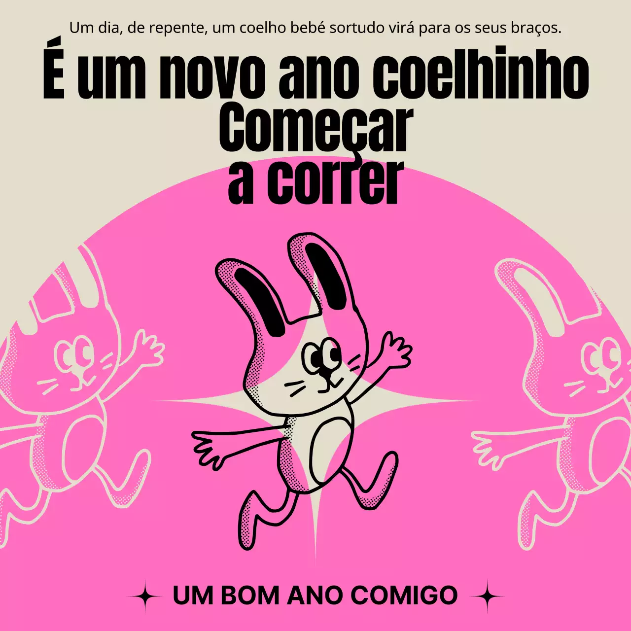 Saudações de Ano Novo em cor-de-rosa