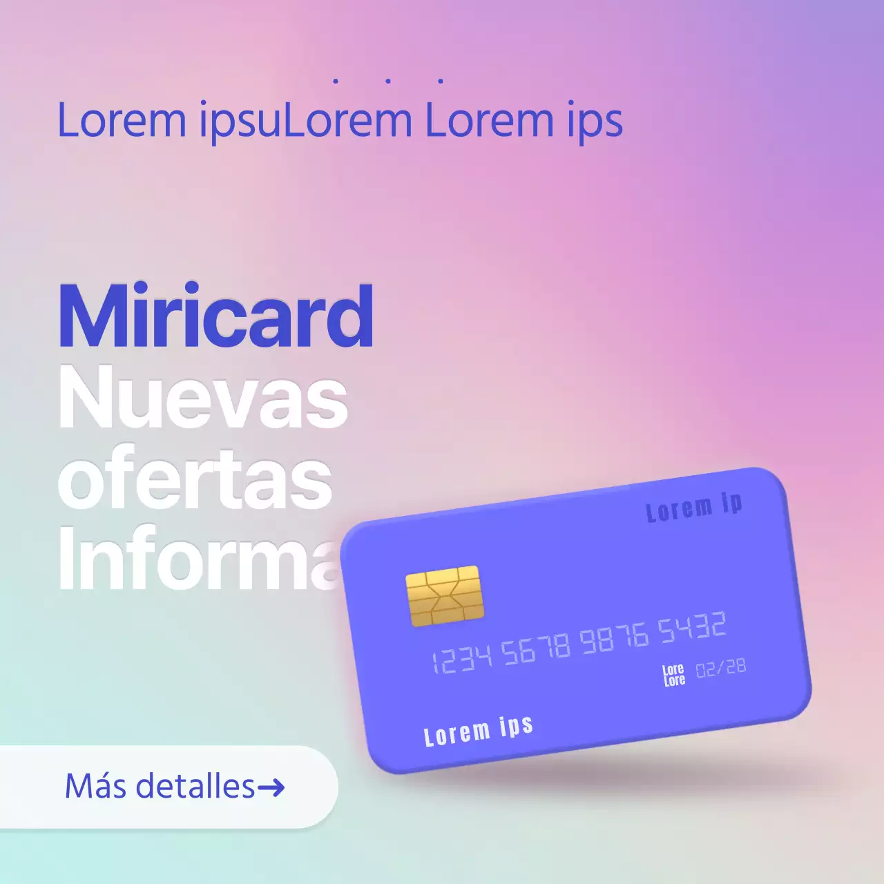 Ofertas de tarjetas de crédito en un concepto de pantalla web con degradados púrpura y menta