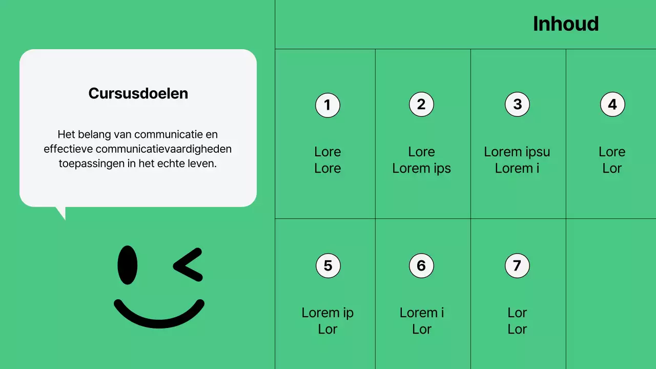 Basiscommunicatievaardigheidstraining in groen en wit