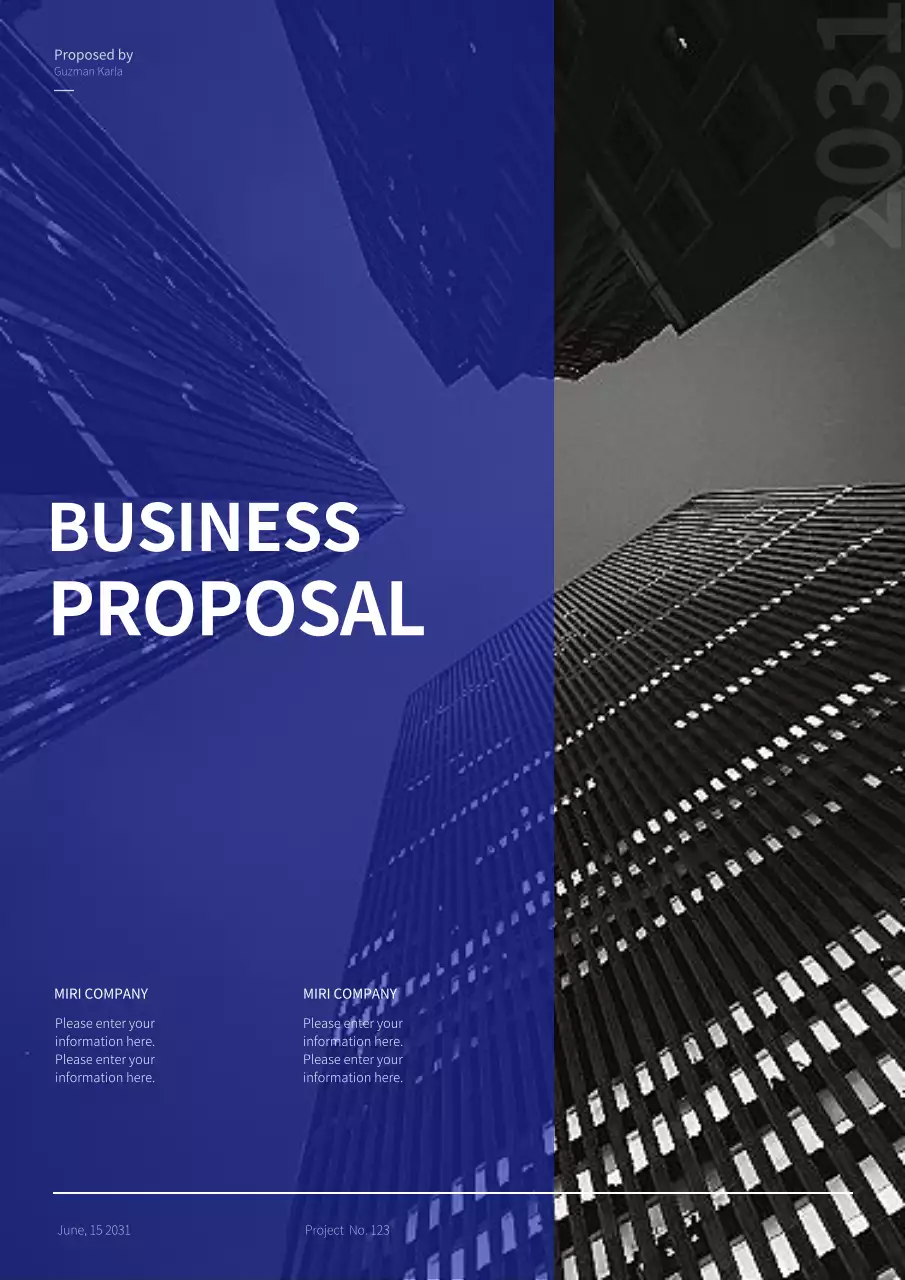 青 モダン ビジネス 企画書 文書フォーム