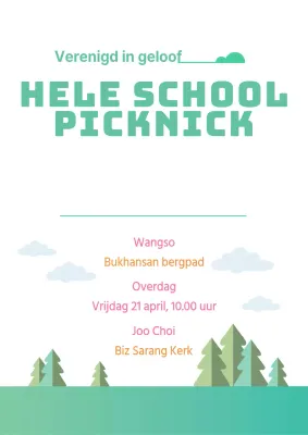 Eenvoudige aankondiging en promotie van bedrijfssportdag met groene boomillustratie