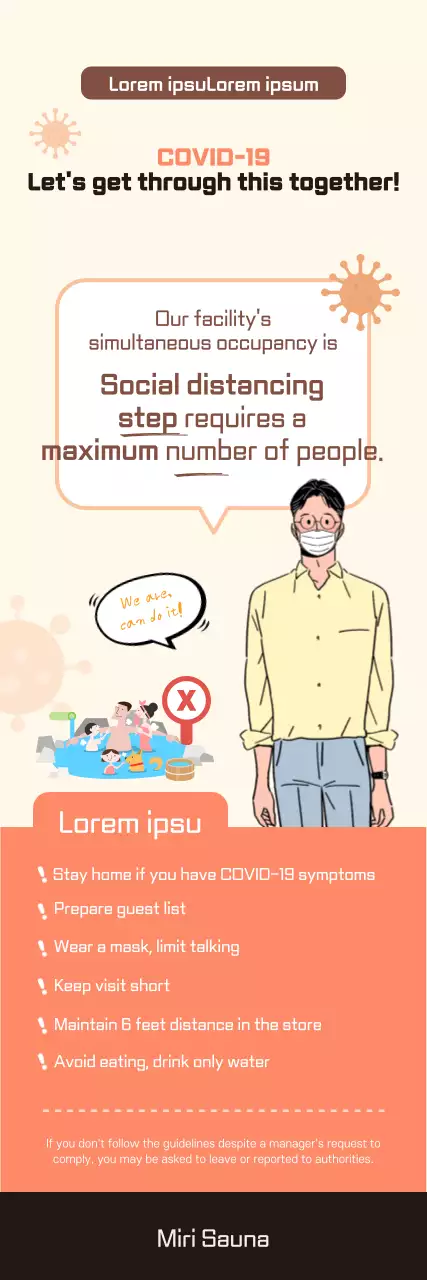 Banner de diretrizes mínimas bege para Covid-19