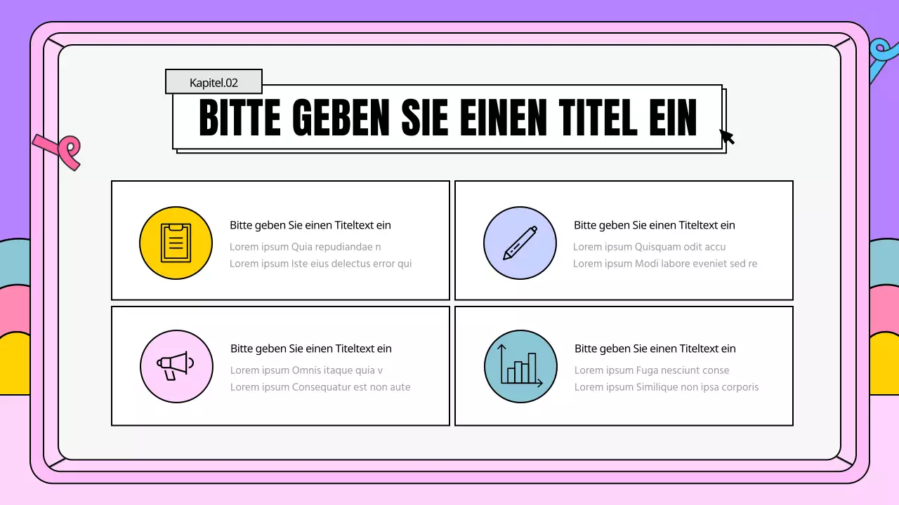 Ein kitschiger Geschäftsplan in Rosa und Lila